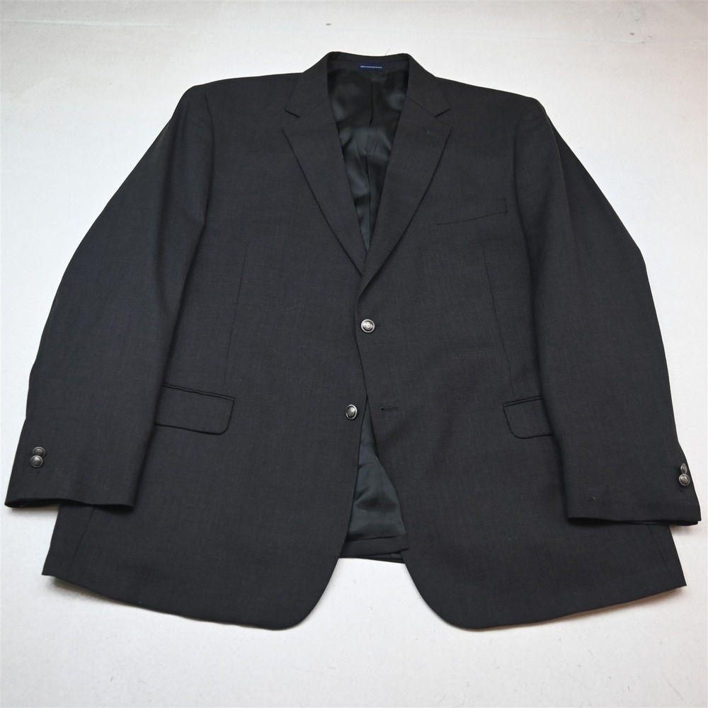 Stafford 52L Gray Hopsack Wool Silver Button Mens Blazer Suit Jacket Sport Coat